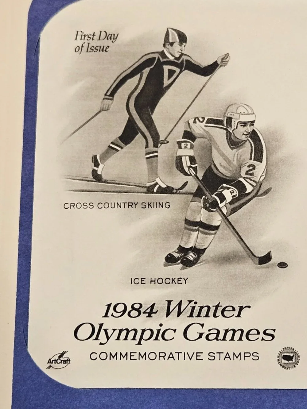 COLLECTIBLE USPS 1ST DAY ISSUE 1984 WINTER OLYMPIC GAMES SKIING HOCKEY STAMP FDC